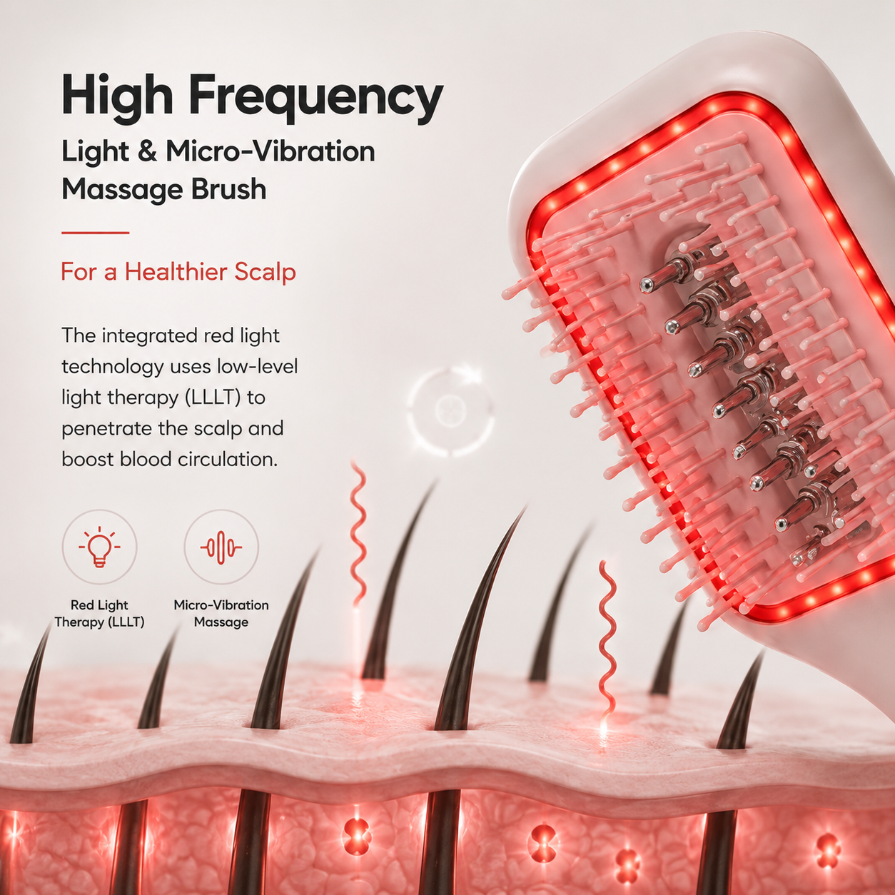 GlowScalp™ Red Light Hair Oil Massage Brush